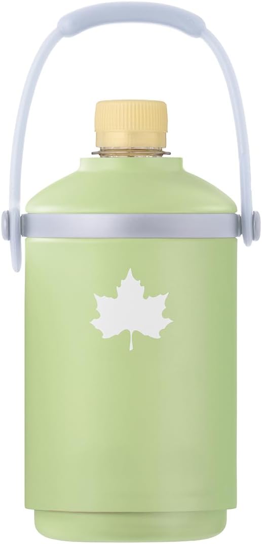 LOGOS Vacuum Insulated Plastic Bottle Cylinder (Green) 81287641 Hot and Cold Holder, Vacuum Insulated, 12.5 to 23.1 fl oz (370 to 670 ml), Body Diameter 3.4 inches (87 mm)