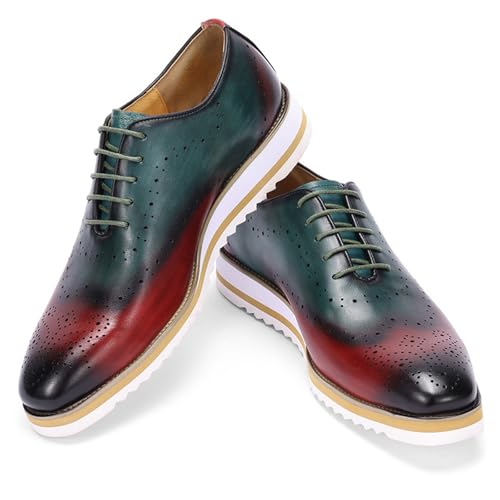 Santimon Mens Formal Dress Plain Toe Oxfords - Genuine Leather Derby Shoes for Weddings, Business, Prom & Tuxedo - Comfortable & Fashion Wingtips Brgues Oxfords for Men