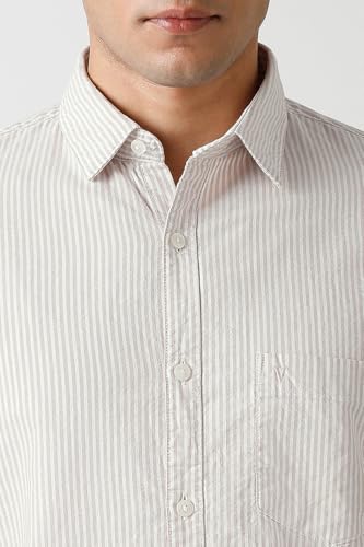 Image of Van Heusen Men's Casual Shirt for Men | Cotton | Stripe | Slim Fit | Full Sleeves |