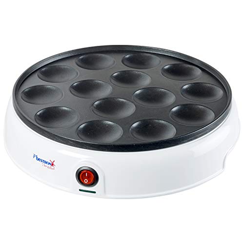 Bestron Poffertjes Maker in Retro Design, Mini Pancake Maker, con revestimiento antiadherente, Sweet Dreams, 800 W, Color: Blanco