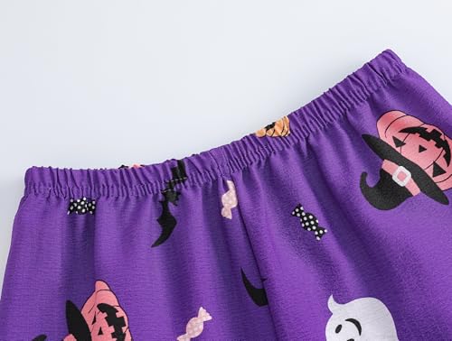 Image of Hupohoi Big Girls Button Down Pajama Set 3pcs Short Sleeve Long Pants with Shorts Crepe Wrinkled Fabric Sleepwear Nighty