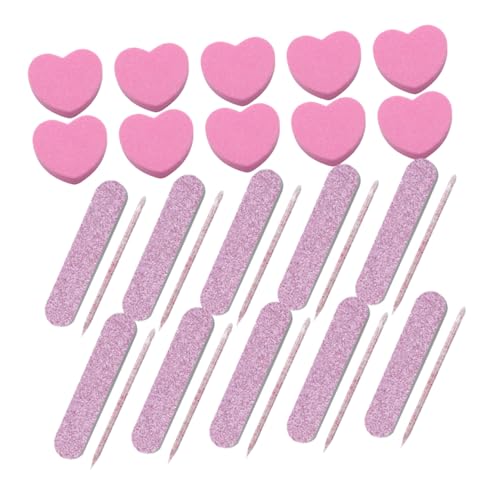 Gogogmee 20Sets Manicure Tool Kit with Heart Shaped Sponge Files Nail and Files for Smooth Polishing for Professionals and Home Use Total