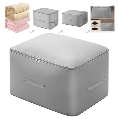YYTECH Organizador de compresión Ahorra espacio Bolsa de almacenamiento autocomprimible para edredones y ropa diseño ideal para dormitorio viajes y uso doméstico (gris, 54 x 42 x 60 cm)
