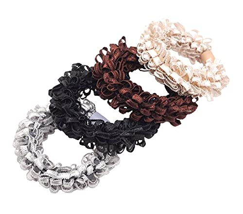 8 Pcs Women High Elasticity Corn Flower Hair Circle Scrunchie Hair Rope - Rubber Band Lace Hair Band Hair Ring Hair Tie