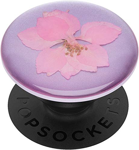 PopSockets: PopGrip with Swappable Top for Phones and Tablets - Pressed Flower Delphinium Pink