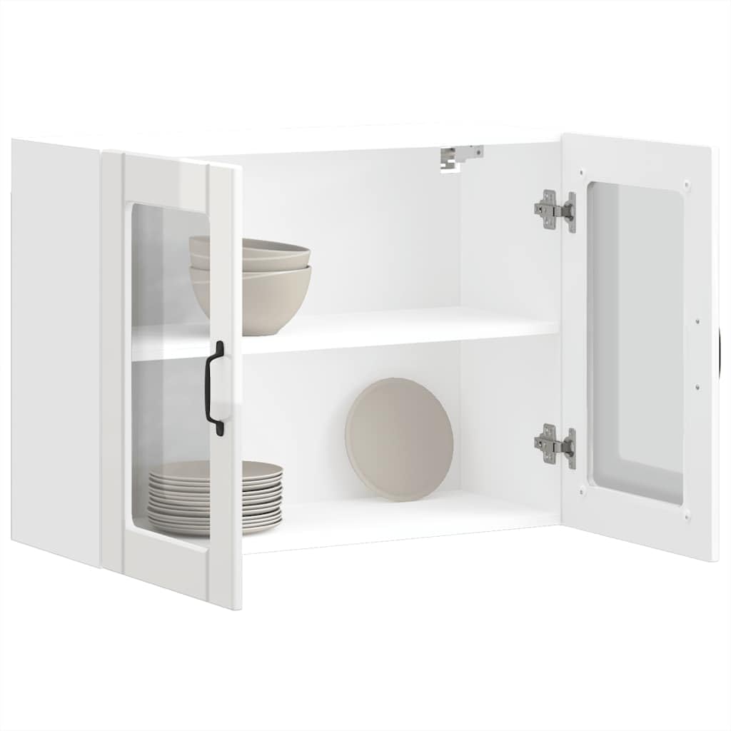 vidaXL Armoire Murale de Cuisine avec Porte vitrée Lucca Bois d'ingénierie Blanc Brillant
