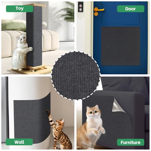 Jyvex Katz Kratzmatte Selbstklebend, Kratzbretter Kratzschutz Sofa, Trimmbare Kratzmatte, DIY Kratzbrett für Möbel und Couch Schutz (Dunkelgrau)