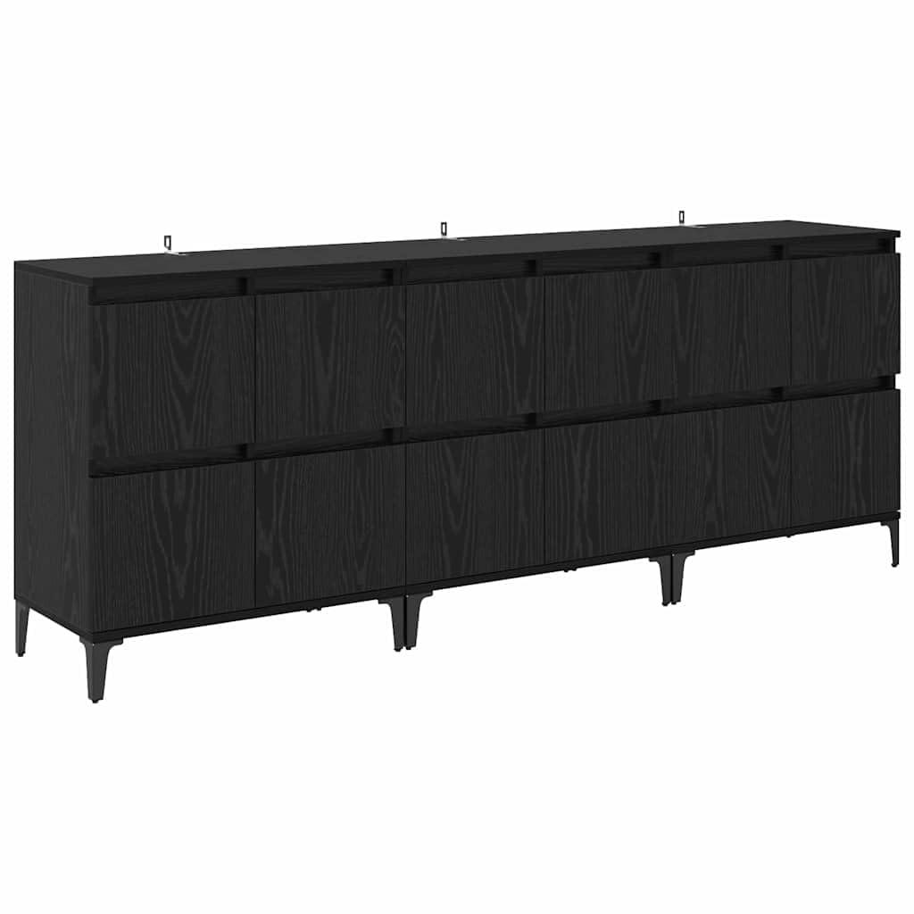 Juego de 3 aparadores con puertas de madera y estantes interiores de estilo moderno