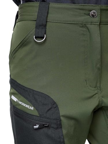 PUMA Workwear Pro-One Wanderhose Damen - Robuste Outdoorhose für Damen - Mit verstärktem Nylon für Langlebigkeit - Trekkinghose mit 4-Wege-Stretch - Verstellbarer Knopfleiste - M - Oliv