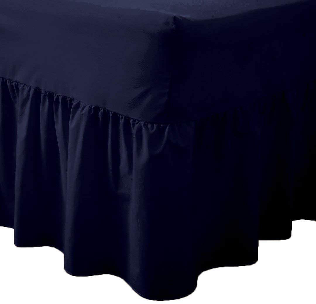 R&Z Navy Blue Luxuary Plain Polycotton Fitted Valance Sheet Single, Double, King, Super King (, 4Ft)