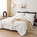 BOHOPOPM White Comforter Twin/XL Size Single Bed - Lightweight Super Soft Cozy Modern Polycotton Bedding Blanket Quilt Set for Kid Teen Boy Children All Season - 1 Solid Comforter and 1 Pillowcase