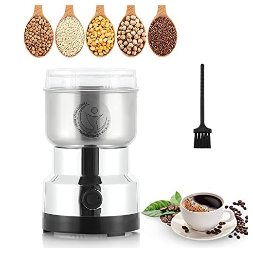 Moongiantgo Molino Multifuncional 200W 14500rpm, Molino de Cereales Eléctrico Portátil 300ml, Molinillo de Café Ultrafino, Acero Inoxidable, Ideal para Materiales Secos, Especias, Hierba, Café (Plata)