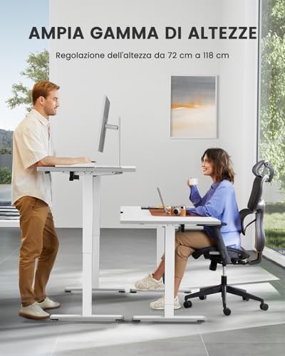 Scrivania Regolabile in Altezza 100 x 60 cm, Scrivania Regolabile da Stazione in Piedi con Pannello Smart a 4 Memorie e Tavola Splice - Scrivania Gaming - Immagine 3