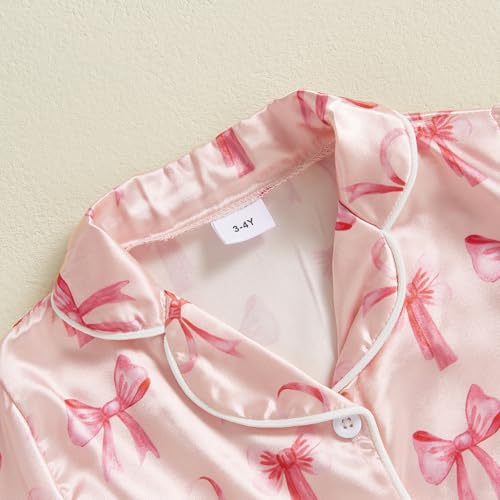 Kuriozud Toddler Baby Kids Satin Pajamas Short Sleeve Button Down 2 Piece Pajama Set Little Girl Sleepwear Summer Pajamas3