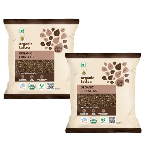 Image of Organic Tattva, Organic Chia Seeds 200gm | Rich in Omega 3 Fatty Acids | Rich in Fibre and Antioxidants | Naturally Gluten Free | Healthy Snacks | (Pack of 2-100gm Each)