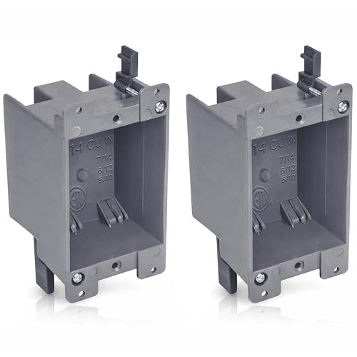 Boîte électrique cloison sèche Old Work en PVC gris de 35,6 cm avec serres-câbles lot de 2