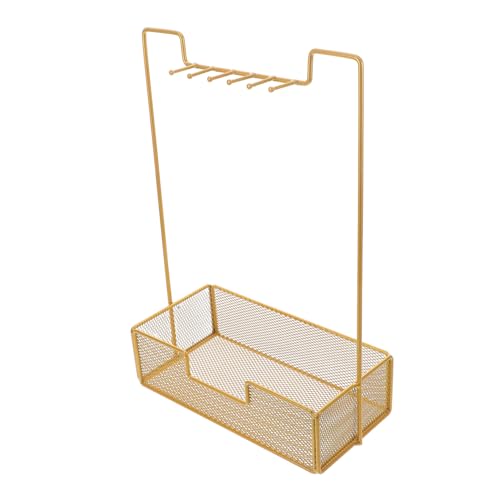 FONDOTIN Jewelry Organizer with Bracelet Hooks Tabletop Display Rack for Necklaces Rings and Small Items for Entryway and Compact Spaces