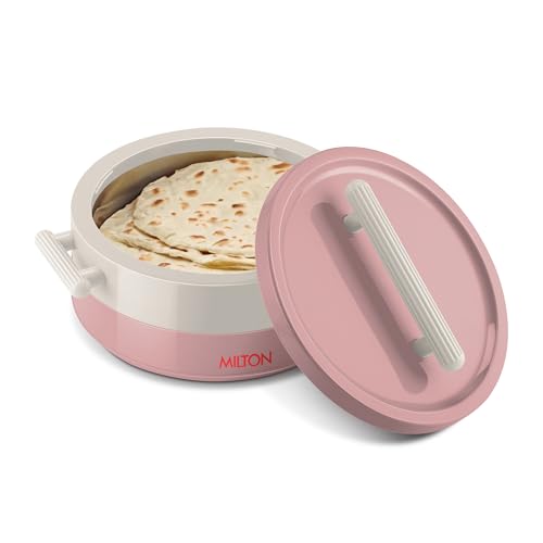 Image of MILTON Valenza 1000 Insulated Inner Stainless Steel Casserole for Roti, 750ml | Hot Box for Kitchen | Keeps Food Hot & Fresh | BPA-Free, Durable & Easy to Carry | Hot Pot with Lid for Home, Pink