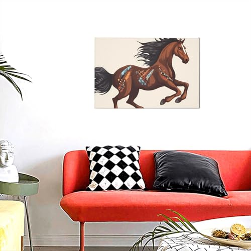 Affiche décorative cheval marron et toile murale moderne 30x45cm de salon
