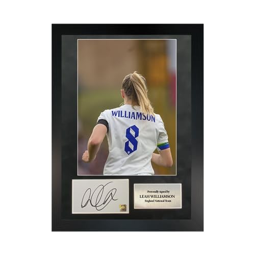Cadre photo Leah Williamson signé autographe authentique football avec encadrement