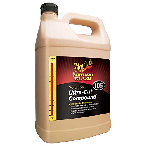 Meguiar's Mirror Glaze M105 Ultra-Cut Compound, Car Rubbing Compound for Removing Scratches and Heavy Swirls While Adding Shine, Safe and Effective on All Glossy Car Paint and Clear Coats, 1 Gallon
