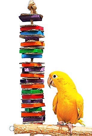 Birds LOVE Large Single Chew Toy - Tower of Shredded Fun Toy for Macaws Cockatoos Greys Amazons and Similar Sized Birds