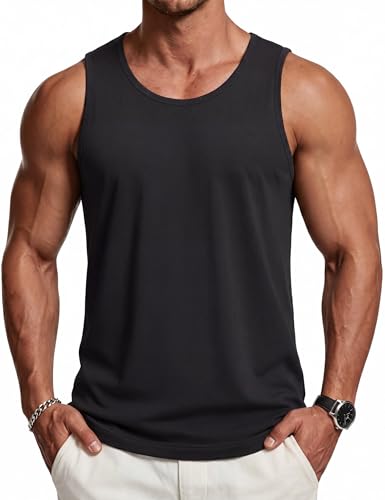 TACVASEN Mens Vests UPF 50+ Cotton Tank Top Summer Gym Sleeveless Tshirt
