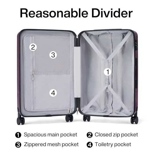 Image of Hanke Luggage Sets 2 piece Carry On Luggage with Wheels PC Hard Shell Suitcases Lightweight Checked Travel Luggage Large Travel Suitcase Woman Men 20 /29 Inch（Purple）