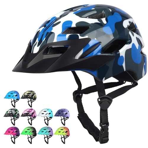 Kids Bike Helmet,Bavilk Kids Boys Girls Bike Helmets with LED Light Detachable Visor Children Youth Teen Multi-Sport for Skating Cycling Scooter Skateboard Adjustable & Lightweight 19.7'-22.4'