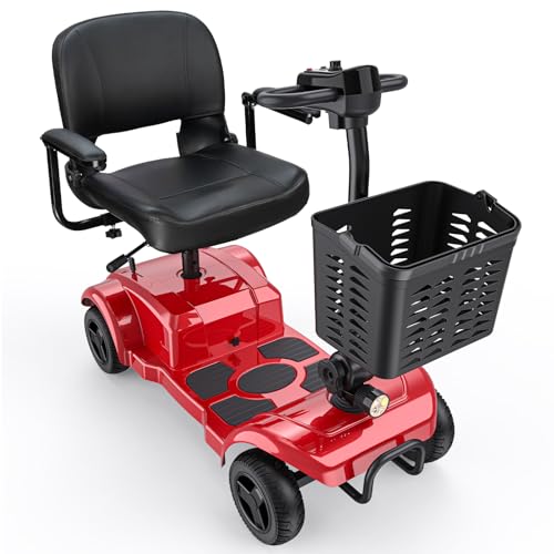 ENGWE Ease1 250W Powered Mobility Scooter for Adults, 4 Wheel Folding Electric Scooters for Seniors with 15.5Miles, 6.2MPH, 24V 12AH Battery (Red)
