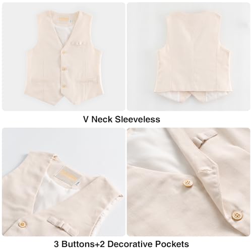 Image of LOLANTA Boys Linen Suit 4 Piece Summer Gentleman Outfit Kids Shorts Set