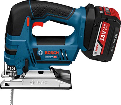 Bosch Professional 18V System GST 18V-LI B - Sierra de calar a batería (2700 cpm, profundidad de corte 120 mm, 2 baterías x 4.0 Ah, en L-BOXX)