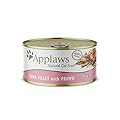 Applaws 100% Natural Wet Cat Food, Tuna Fillet with Prawn in Broth for Adult Cats (Pack of 24 x 70g Tins)