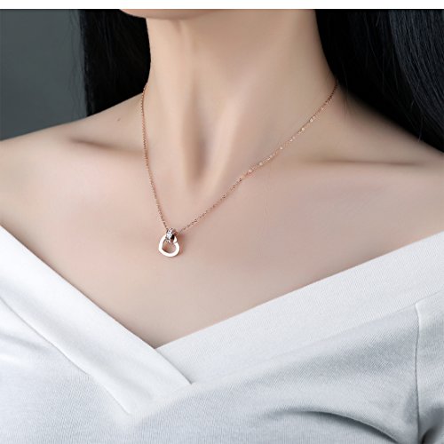 Image of Yellow Chimes Pendant for Women and Girls Rose Gold Pendant Necklace For Women | Staineless Steel Love Heart Pendant Chain | Birthday Anniversary Valentine Gift for Wife Girls Women