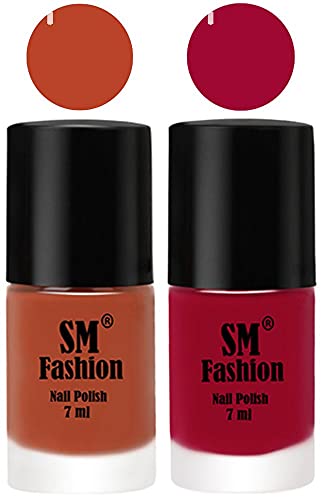 Image of Long Lasting Nail Polish | Nail Paint Combo 7 ml Each) - Set of 2 Light Coral-Pure Wine