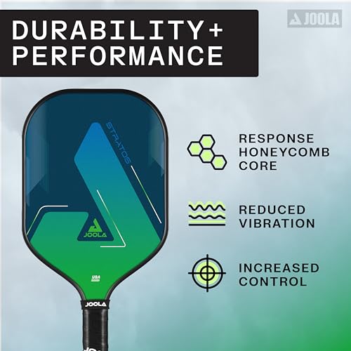 Image of JOOLA Stratos 10 Pickleball Paddle - 10mm Fiberglass Surface Pickleball Paddle w /Honeycomb Core - USAPA Approved Pickleball Paddle - Black Ridge Grip Handle - Beginner Friendly Pickle Ball Paddle
