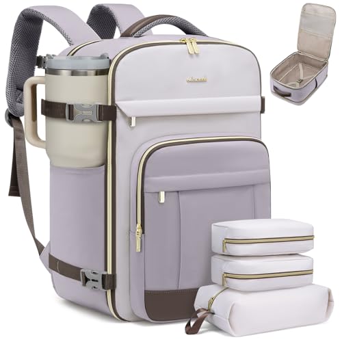 Image of LOVEVOOK 50L Travel Backpack for Women & Men - 18 Inch Carry On Backpack & Personal Item Backpack for Airlines, Spacious and Durable Design, with 3 Packing Cubes