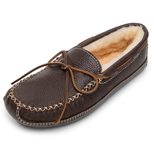Minnetonka Men's Sheepskin-Lined Moose Slippers