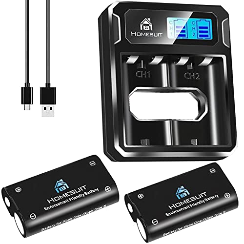 Homesuit Rechargeable Battery Pack,2x2550mAh Controller Battery Pack and LCD Dual Charger Compatible with Xbox Series X|S Xbox One Xbox One S Xbox One X Xbox One Elite Wireless Controller