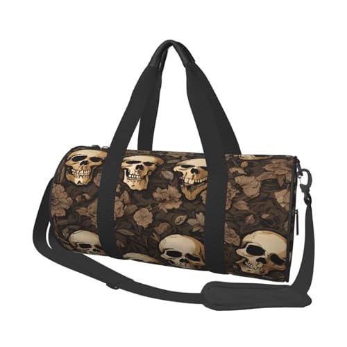 Sac de voyage rond crâne gothique grand format avec organiseur de sport