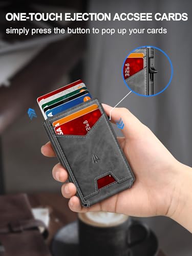 Image of Wallet for Men, Slim Minimalist Wallet with Money Clip＆ID Window, RFID Blocking Pop-Up Credit Card Holder, Smart Auminum Mens Wallet Holds 9-13 Cards, Front Pocket Bifold (Magnetic Closure, Gift Box)