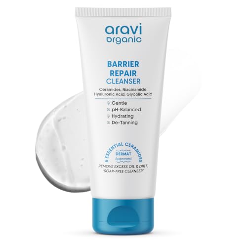 Image of Aravi Organic Hydrating Barrier Repair Face Wash - With Ceramide, Niacinamide & Hyaluronic Acid - Nourishing & Hydrating Cleanser for All Skin Types - Gentle Daily Cleanser for Soft & Smooth Skin - 100 ml