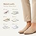 Jinny's Shoppe 8/12 Pairs Womens No Show Half Socks Seamless Non-Slip Invisible Grip Liners Toe Topper Covers for Mules Clogs (US, Alpha, One Size, Regular, Short, 2 White, 2 Tan, 2 Gray, 2 Black)