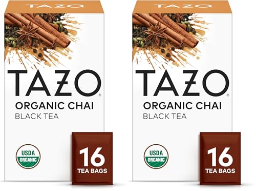 TAZO Tea Bags, Black Tea, Regenerative Organic Chai Tea, 16 Count (Pack of 2)