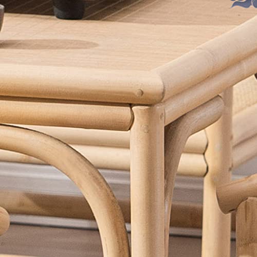 Guinjo Bamboo Coffee Table Set Of 5, Japanese Floor Tea Table, Includes 1 Table & 4 Chair, Classic And Chic Small Tea Table, Rattan Tabletop And Chair Surface (Color : Wood(5 Pcs), Size : 80Cm) #TOP4