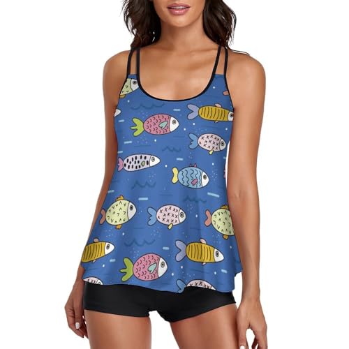 Maillot de bain tankini deux pieces sechage rapide et short de bain anti frottement