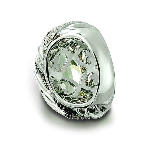 Image of Sterling Silver 925 Statement Ring Genuine GEMS 10.5 Cts, Oval 18x13 mm, Rhodium-Plated Finish