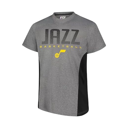 Ultra Game NBA Utah Jazz Mens Active Tee Shirt, Charcoal Heather, X-Large
