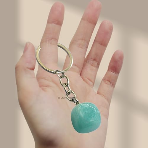 Image of Amazonite Keychain - Certified Crystal Key Chain and Key Ring for Girls, Cute Gemstone Accessory - Stylish Keychains Ideal Gift for Birthdays Women, Teens, and Kids