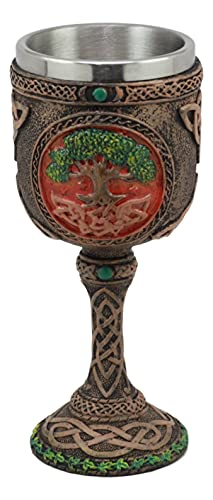 Ebros Colorful Celtic Knotwork Cosmic Sacred Tree Of Life Yggdrasil Wine Goblet 5Oz Vial Of Fertility And Immortality Wine Chalice Cup Figurine #TOP2
